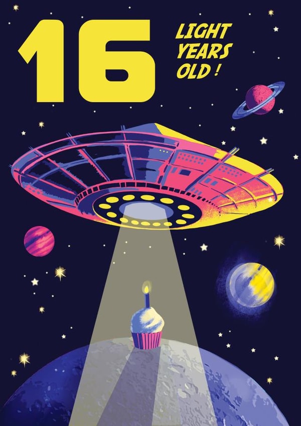 Cool 16th Birthday Card - For Him - Sci Fi Spaceship created by Rocket68