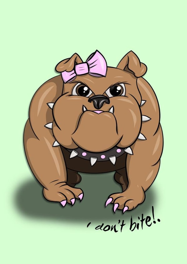 Cute Bulldog card for a friend - I don't bite! created by Fred Forever