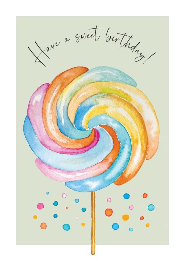 Classic Birthday Card - Lollipop - Sweet Pun created by Heather Trefusis Art