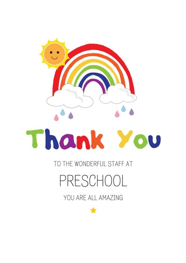 Cute Thank you Card - For Teacher - Preschool created by Silly Prints