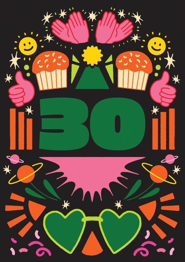 Arty Birthday Card - 30th - For Him and For Her created by OBJECTABLES