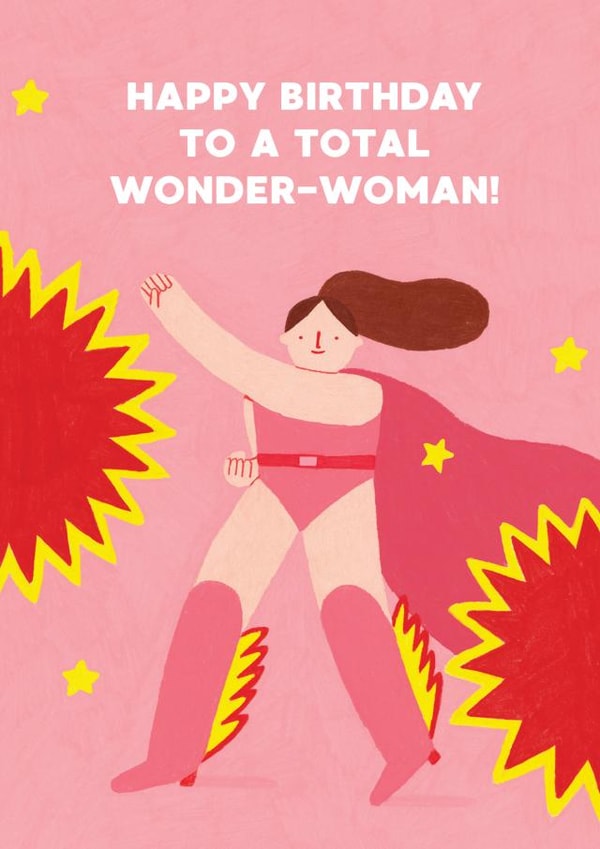 Fun Birthday Card - For A Total Wonder-Woman - SuperHero created by Stormy Knight