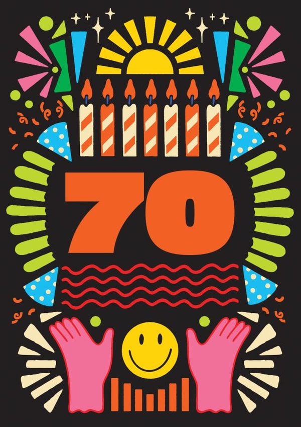 Arty Birthday Card - 70th - For Him and For Her created by OBJECTABLES