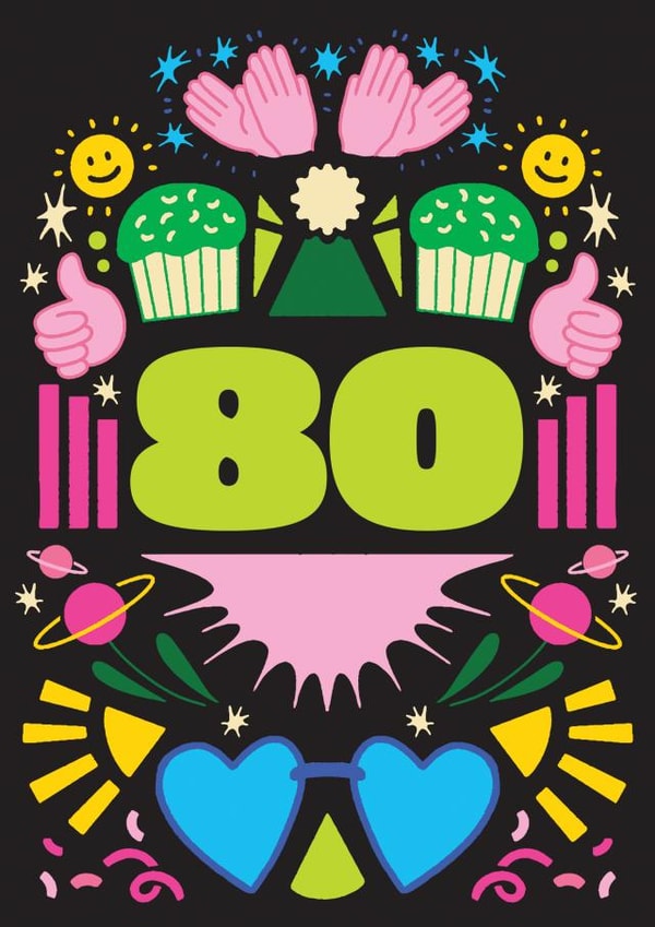Arty Birthday Card - 80th - For Him and For Her created by OBJECTABLES