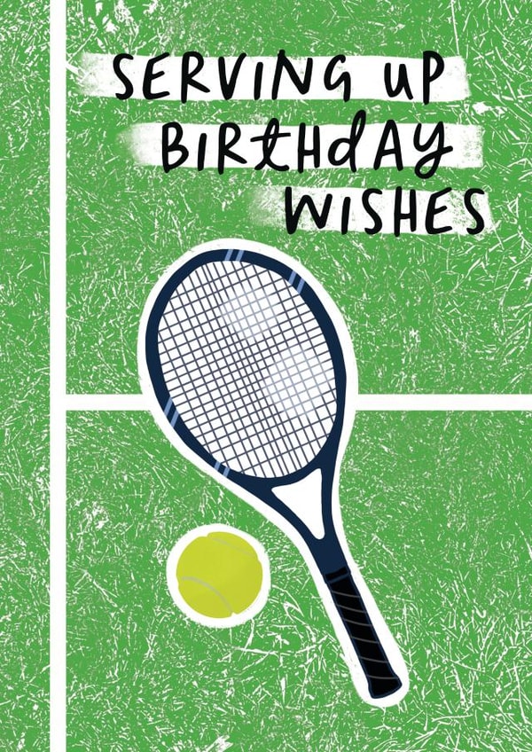 Classic Birthday Card - Serving Up Pun - For Tennis Fan created by Sweetlove Press