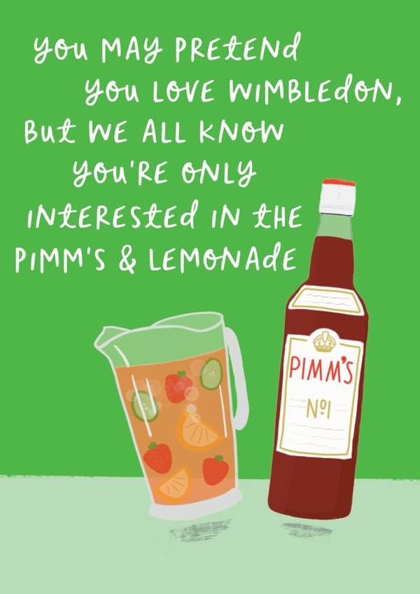 Funny Birthday Card - Tennis Wimbledon - Pimms & Lemonade created by Sweetlove Press