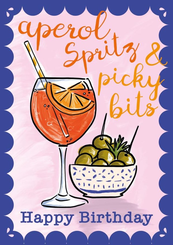 Arty Aperol Sprits & picky bits birthday card for a fabulous Friend created by Rulu