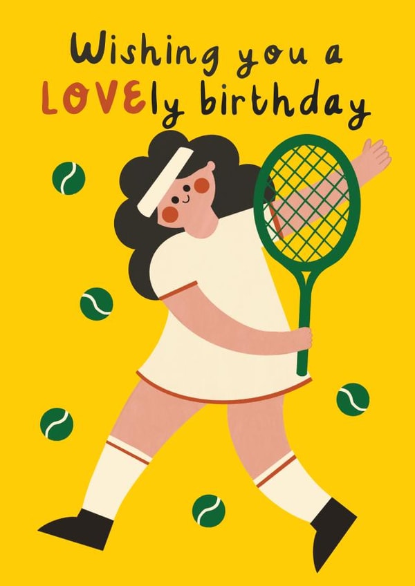 Cute Birthday Card - Tennis Pun - LOVEly Wimbledon Tennis created by AbiGoLucky