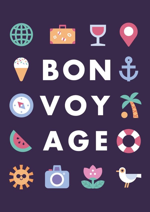Cute Leaving Card - Travelling - Bon Voyage created by Chris Wharton
