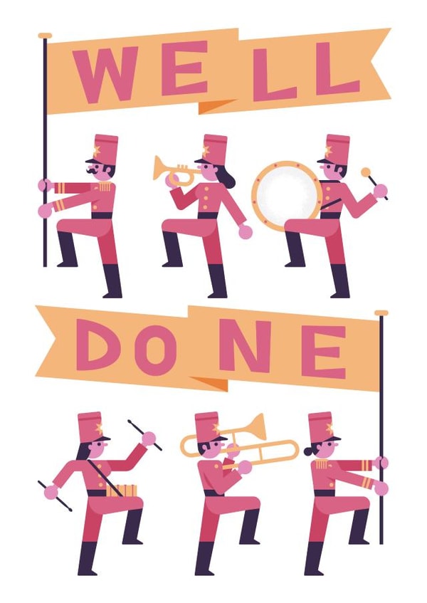 Cute Congratulations Card - Marching Band - Well Done created by Chris Wharton