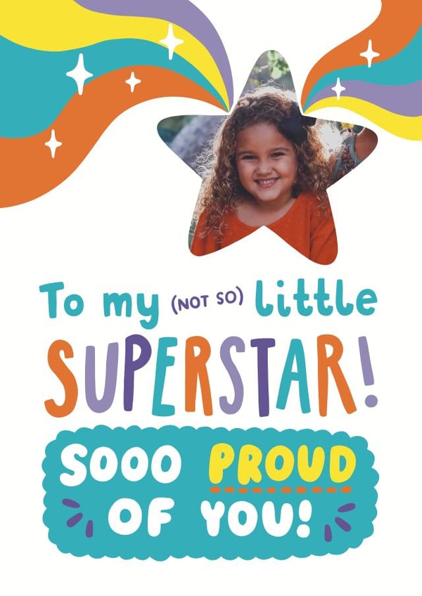 Cute Congratulations Photo Card - For Kids - Little Superstar created by Josie Gledhill