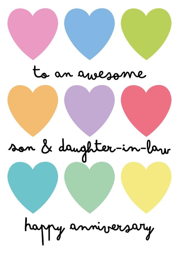 Classic Anniversary Card - For Son & Daughter-In-Law - Colourful Hearts created by size3art