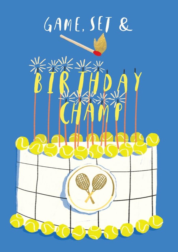 Fun Birthday Card - Tennis - Game, Set & Match created by DOTS + STRIPES