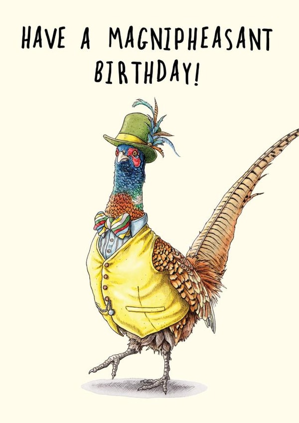 Funny Birthday Card - Magnipheasant Birthday - Bird Pun created by Bewilderbeest