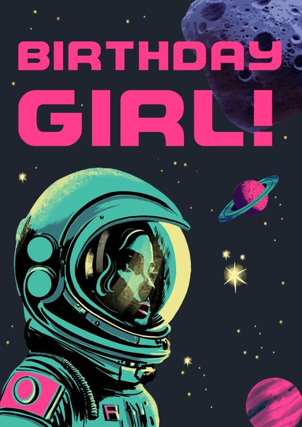 Retro Birthday Card - For Her - Astronaut Space created by Rocket68