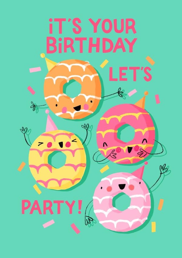 Cute Birthday Card - Cute Biscuits - Party Ring Pun created by Nicola Watson