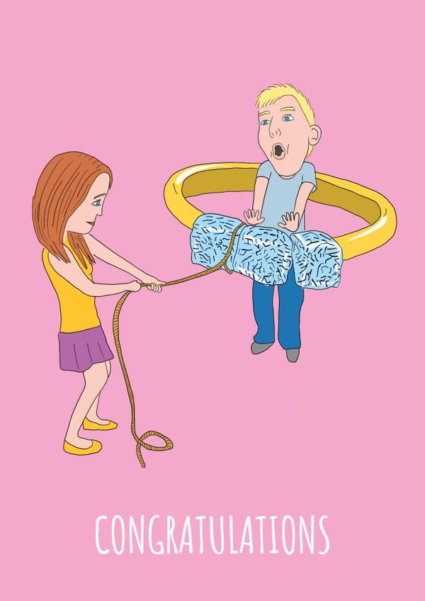 Funny engagement or wedding congratulations for happy couple created by stu.dio.art