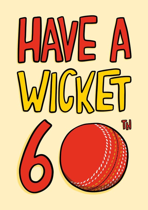 Punny 60th Birthday Card - Cricket - For Him created by TeePee Creations