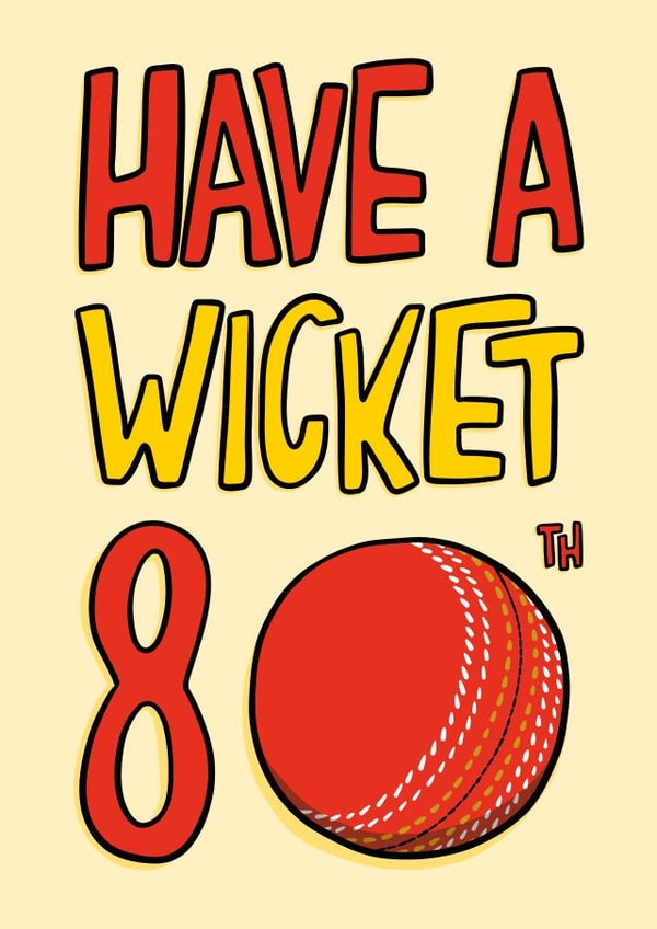 Punny 80th Birthday Card - Cricket - For Him created by TeePee Creations
