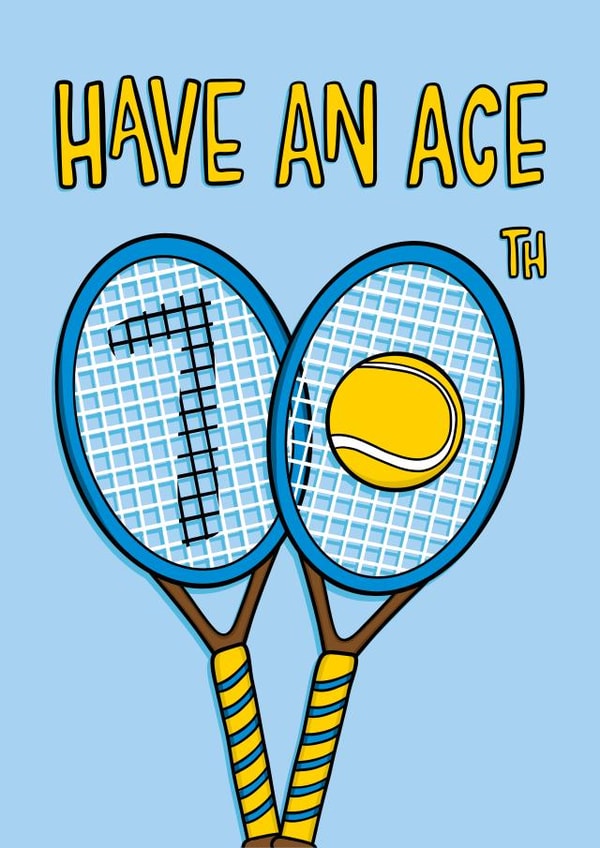 Fun 70th Birthday Card - Tennis Pun - For Him created by TeePee Creations