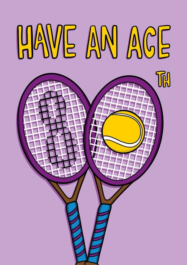 Fun 80th Birthday Card - Tennis Pun - For Him created by TeePee Creations