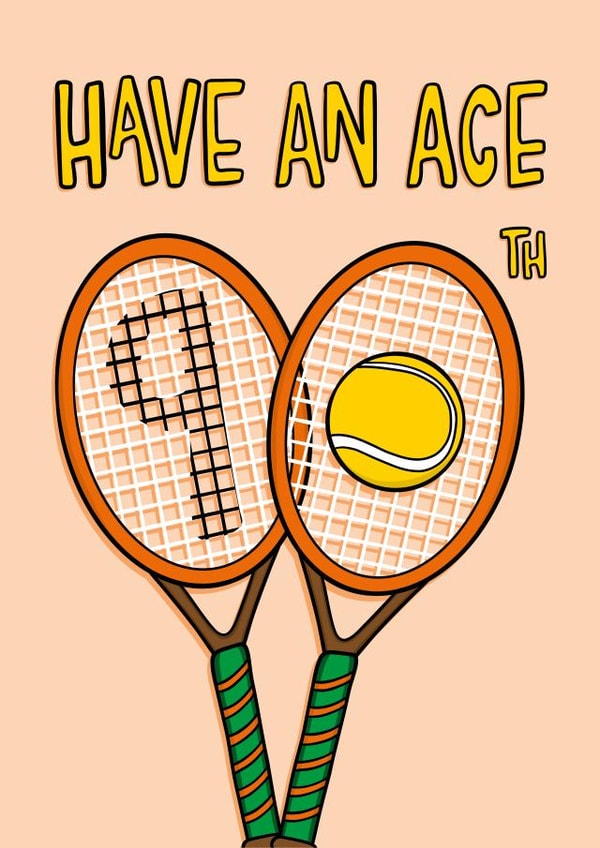 Fun 90th Birthday Card - Tennis Pun - For Him created by TeePee Creations
