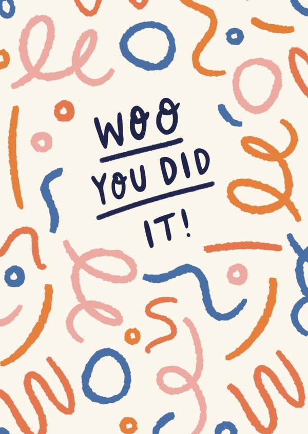 Cute Congratulations Card - Confetti squiggles - You Did It created by Nicola Scott