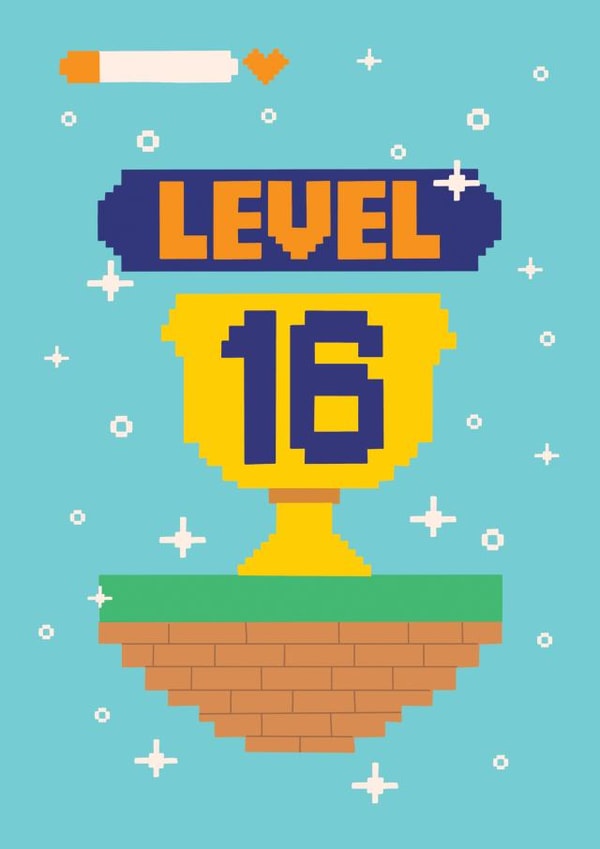 Fun Birthday Card - 16th Birthday - Gaming Level Up created by Harkiran Kalsi