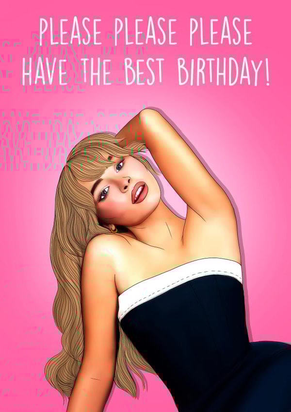 Pop Culture Birthday Card - Sabrina Carpenter - Please Please Please created by Poppy & Mabel 