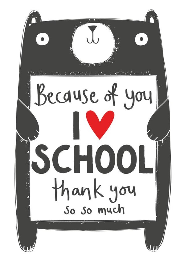 Cute Thank You Card - For Teacher - I Love School created by Tandem Green by Beth Gunnell