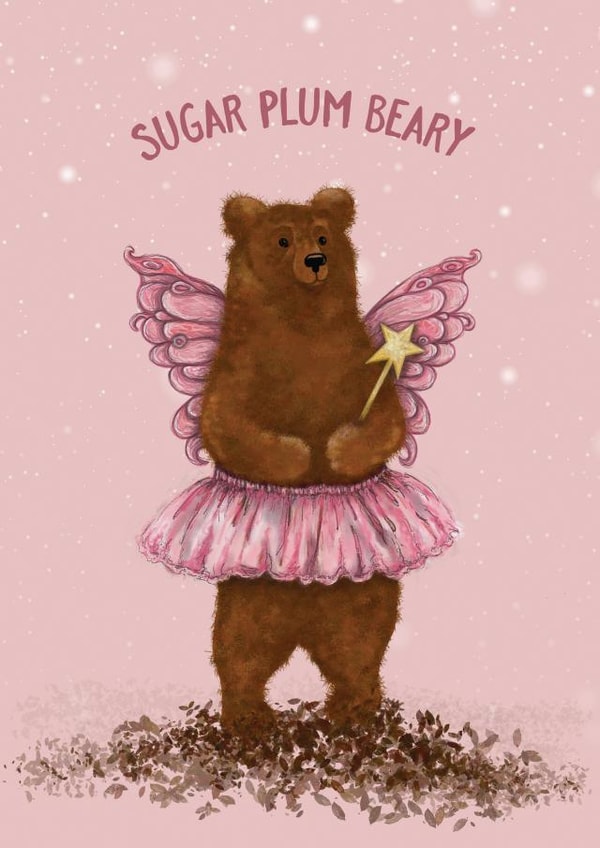 Cute Christmas Card - Sugar Plum Beary - Festive Fairy Bear created by Baldy And The Fidget