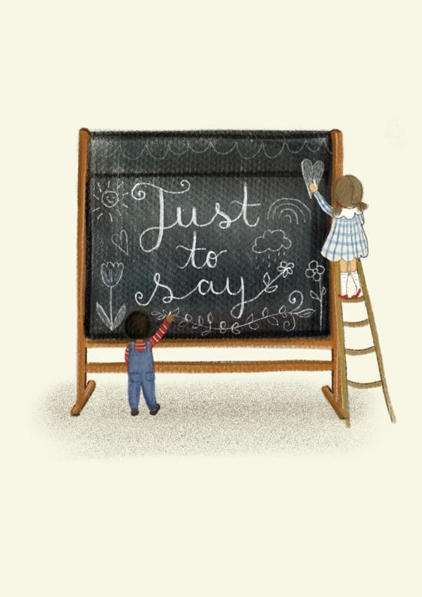 Cute Thank You Teacher Card - Just To Say - School Chalk Board created by Love Lucy Illustration