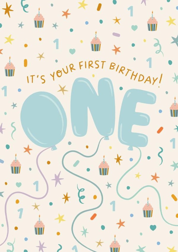 Cute 1st Birthday Card - For A Little Boy created by The Pattern Press