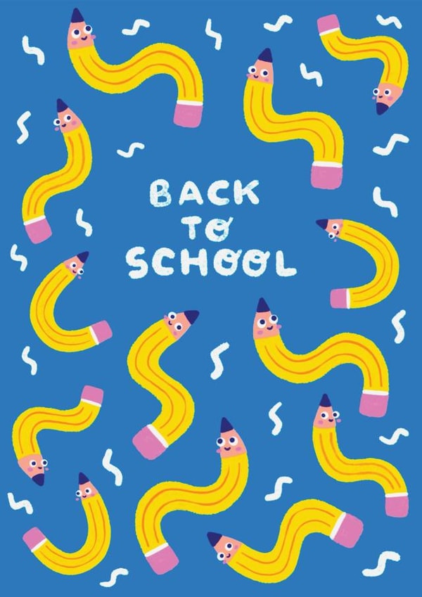 Cute Back to School Card - Funky Wavy Pencils created by Iniistudio