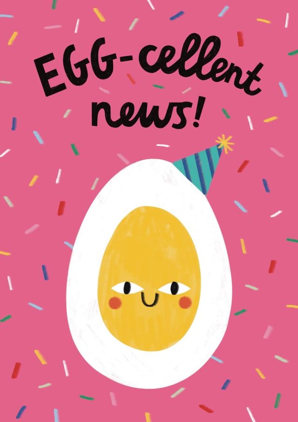 Cute & Funny Congratulations Card - Egg Pun - Egg-cellent News! created by Alice Mole Illustration