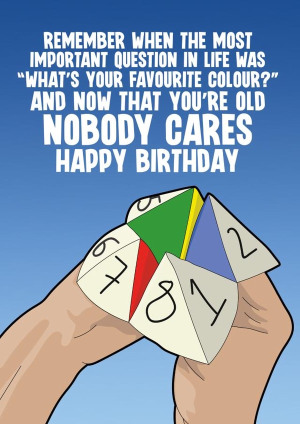 Funny Birthday Card - Favourite Colour - Fortune Teller created by Blind Faith