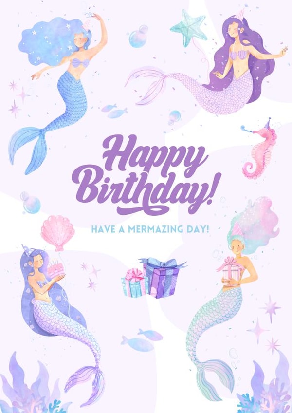 Cute Mermaid Birthday Card created by Gillian Ayre