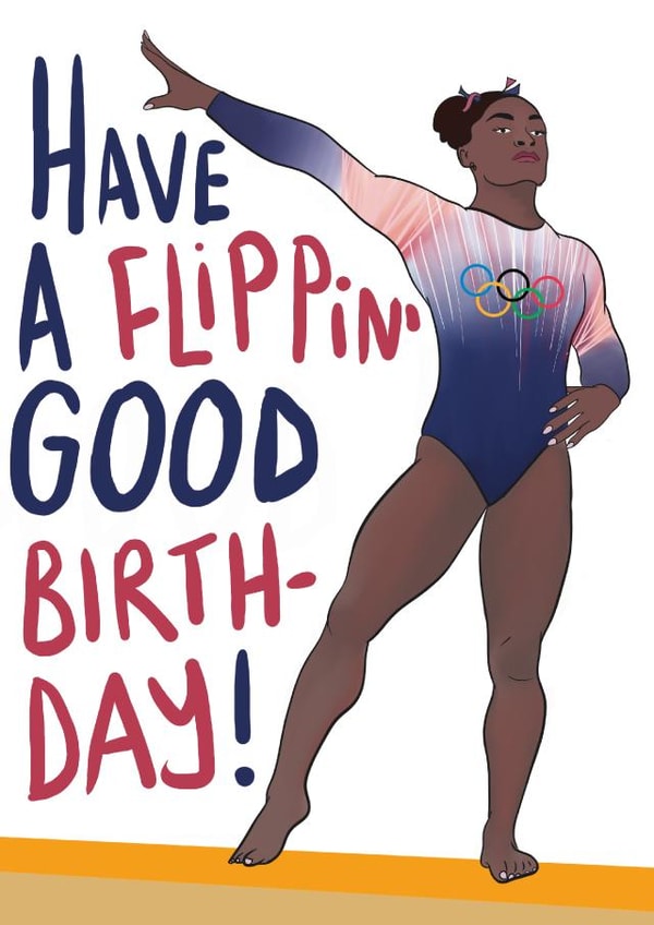 Punny Birthday Card - Simone Biles - Olympics created by Drawgina