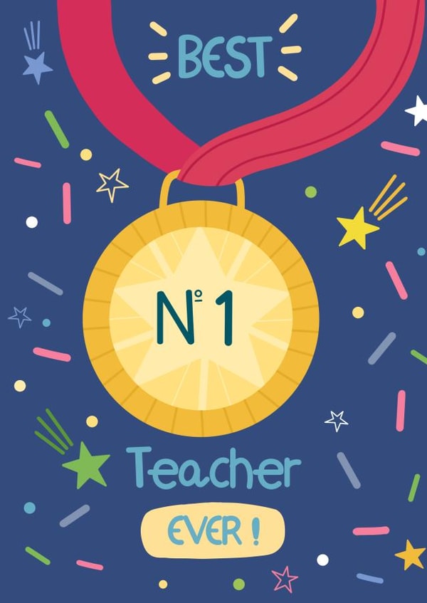 Cute number one thank you card for teachers. created by Alicia Cambridge