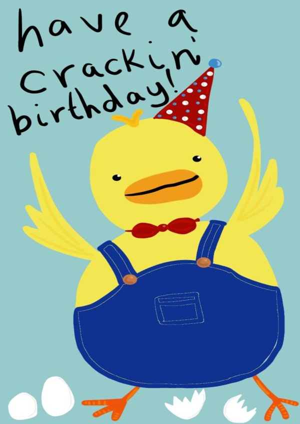 Cute Birthday Card featuring a chick in a party hat created by Sorrel Knott