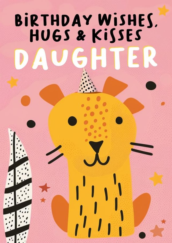 Cute Birthday Wishes Card - For Daughter - Hugs & Kisses created by Foggish