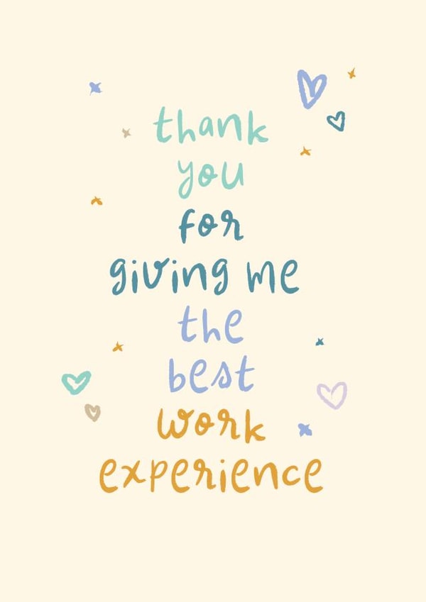 Classic Thank You Card - Best Work Experience - Playful Type created by Rebecca Prinn