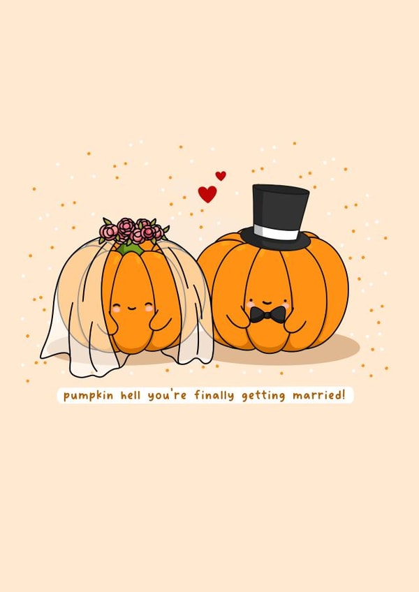 Funny Wedding Card - Kawaii Pumpkins - Punny created by Rosalie Perl