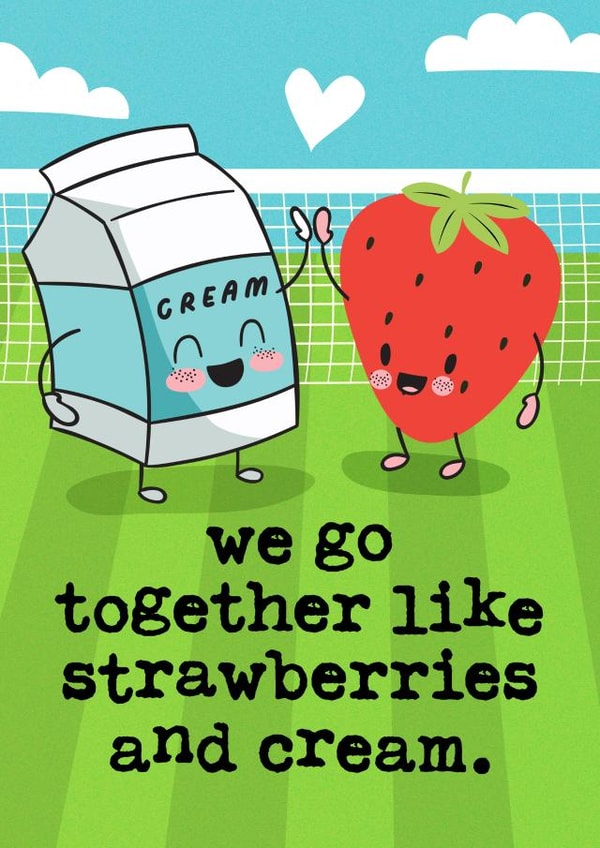 Cute Anniversary Card - Tennis Wimbledon - Strawberries & Cream created by Mrs Best Paper Co.