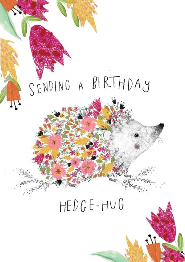 Cute Birthday Card - Hedgehog - Sending A Birthday Hedge-hug created by Belinda Drought