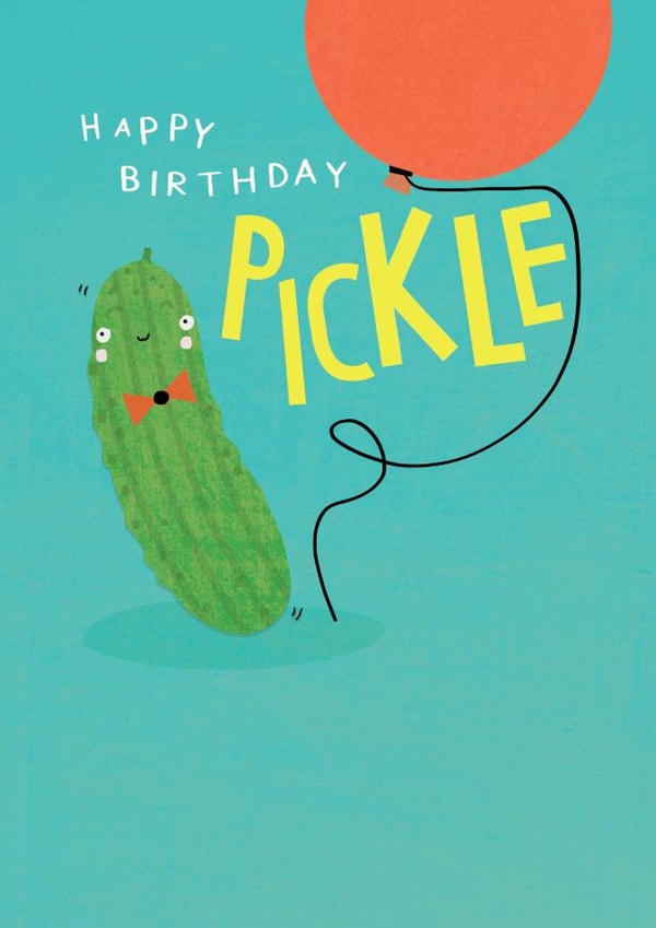 Funny Birthday Card - Pickle and Balloon created by Belinda Drought