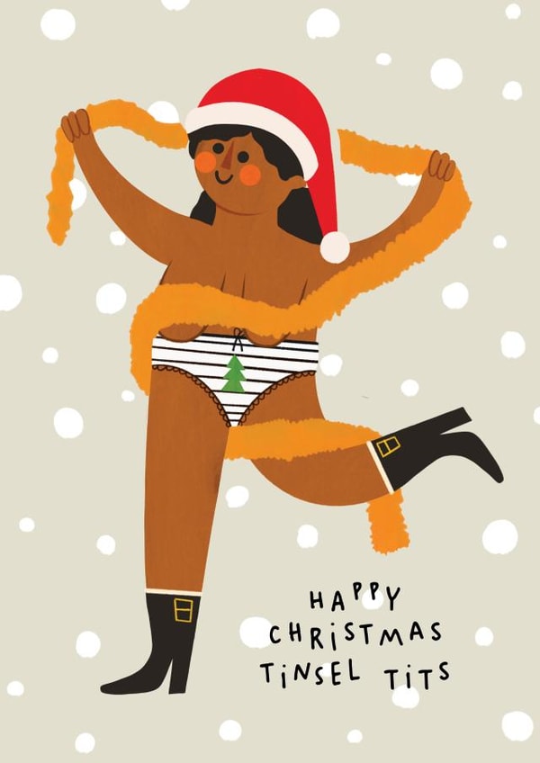 Funny Christmas Card - For Her - Tinsel Tits created by AbiGoLucky