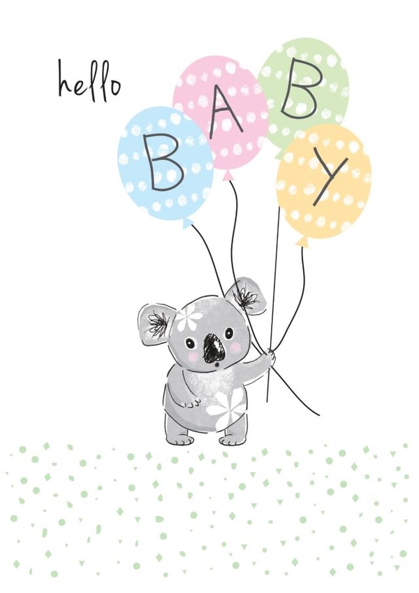 Classic New Baby Card - Gender Neutral - Koala Bear created by Clare Joys