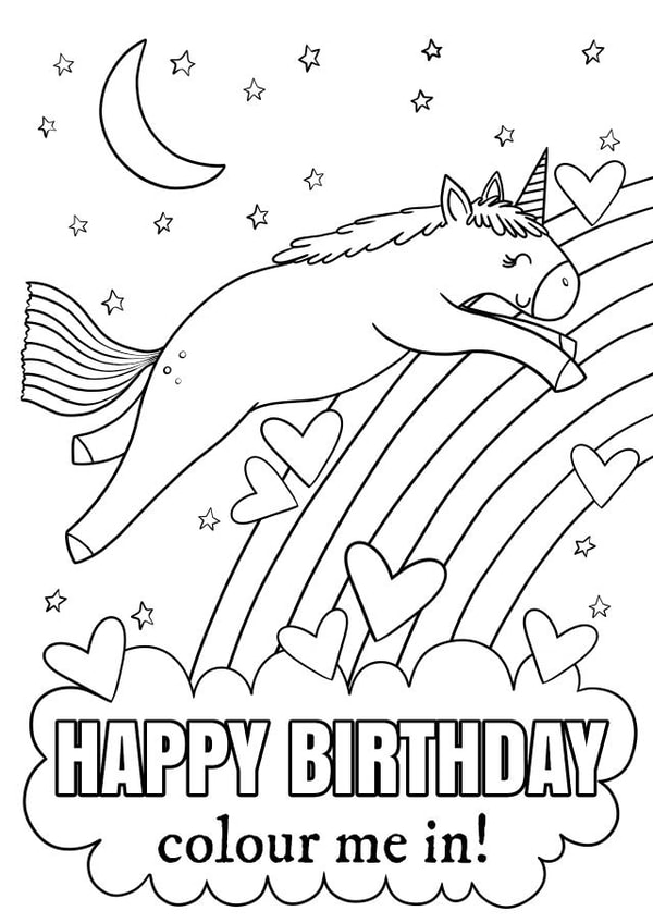 Cute Birthday Card - Unique Colouring Card - Creative and Crafty - Unicorn created by Sian Moore Illustration