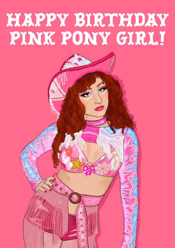 Fun Birthday Card - Chapelle Roan - Pink Pony Girl created by The Queer Store